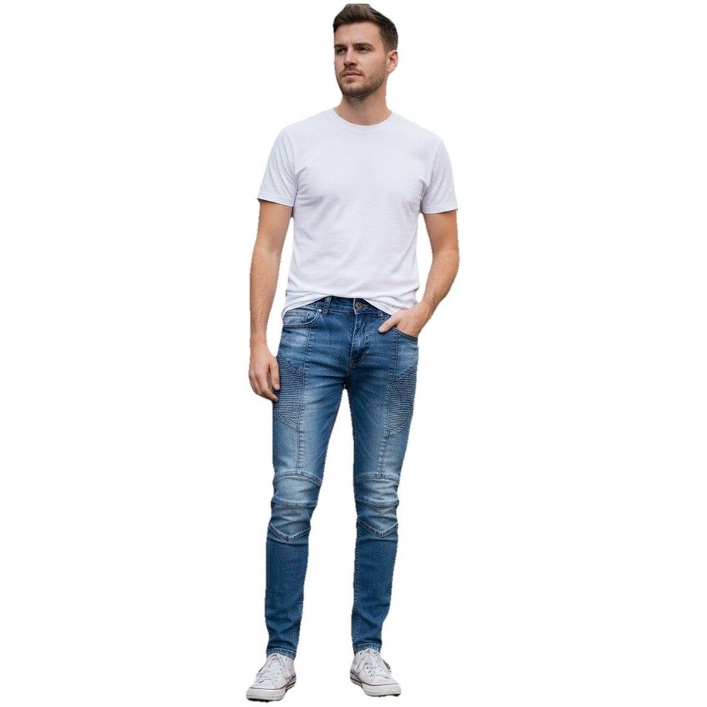 Vtg Versace V19-69 Jeans Men's 32x30 Stretch Moto Denim Pants Ribbed Slim Italy
